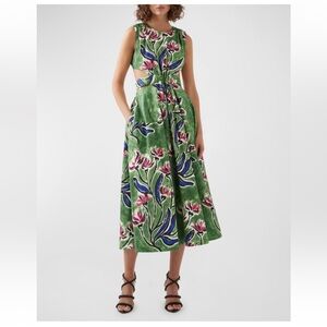 Aje Floral Green Cut Out Dress